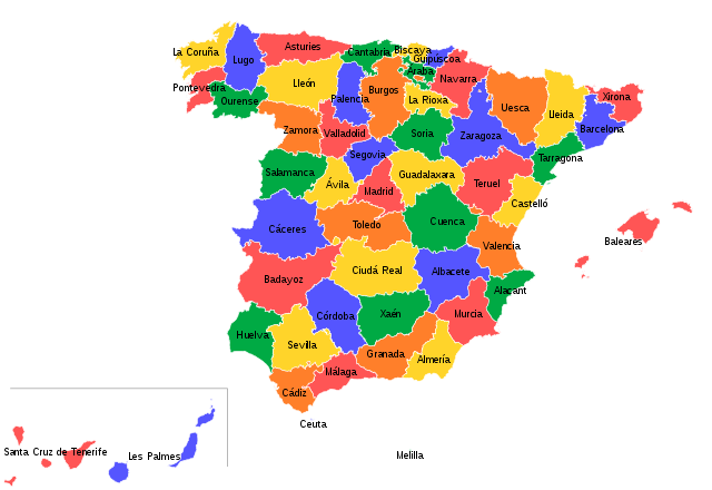 Mapa de las circunscripciones de España