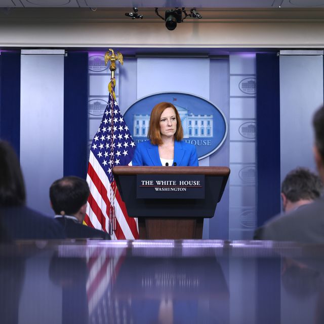 washington, dc   may 17  white house press secretary jen psaki speaks at a daily press briefing at the james brady press briefing room of the white house on may 17, 2021 in washington, dc psaki spoke on the united states' involvement in the current israel and palestine conflict photo by anna moneymakergetty images