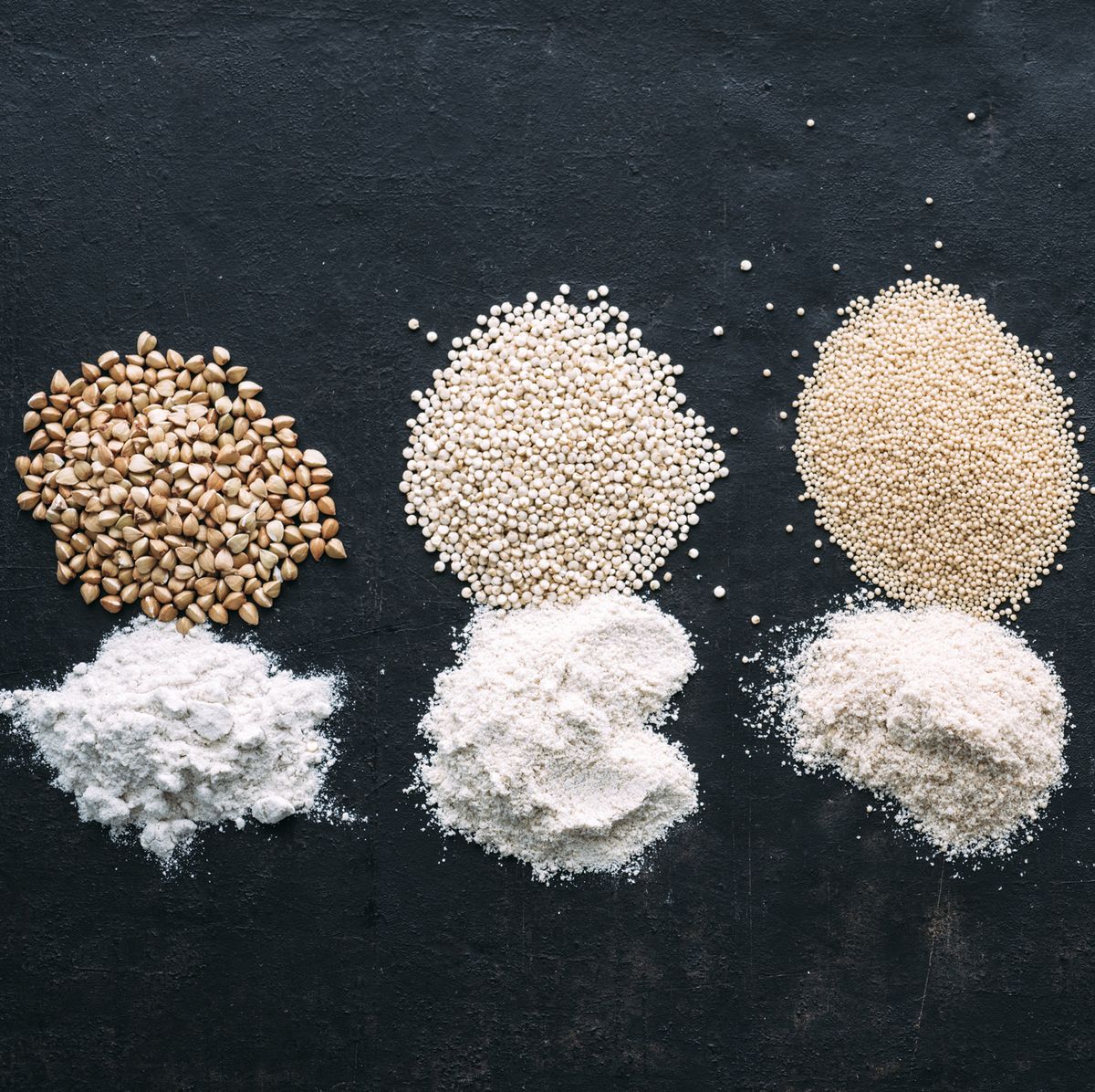 pseudocereals and flour, buckwheat, quinoa, amaranth, hemp