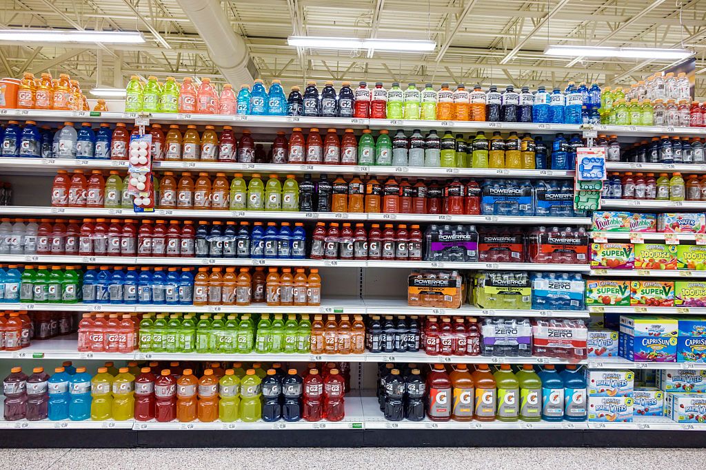 publix grocery store, sports drinks display
