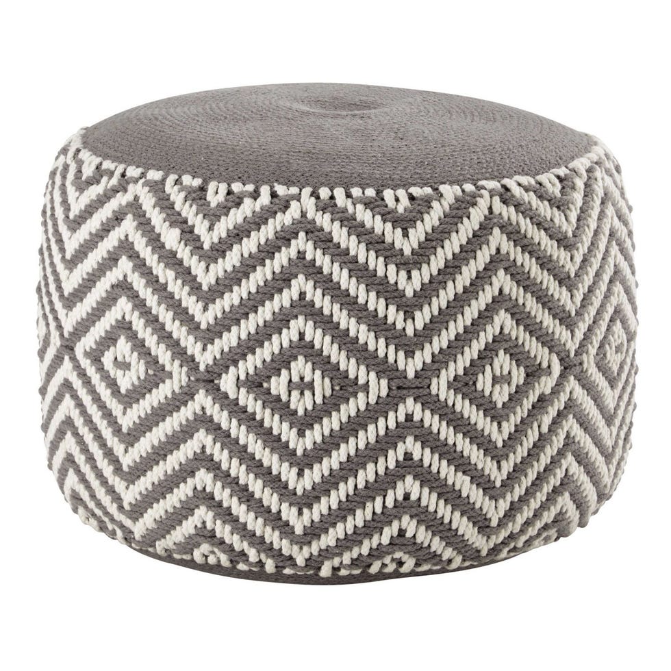 Puf gris y blanco de algodón