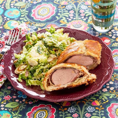 puff pastry pork with brussels sprouts