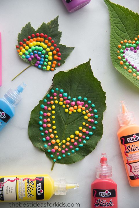 puffy painted leaves   leaf craftleaf art for kids