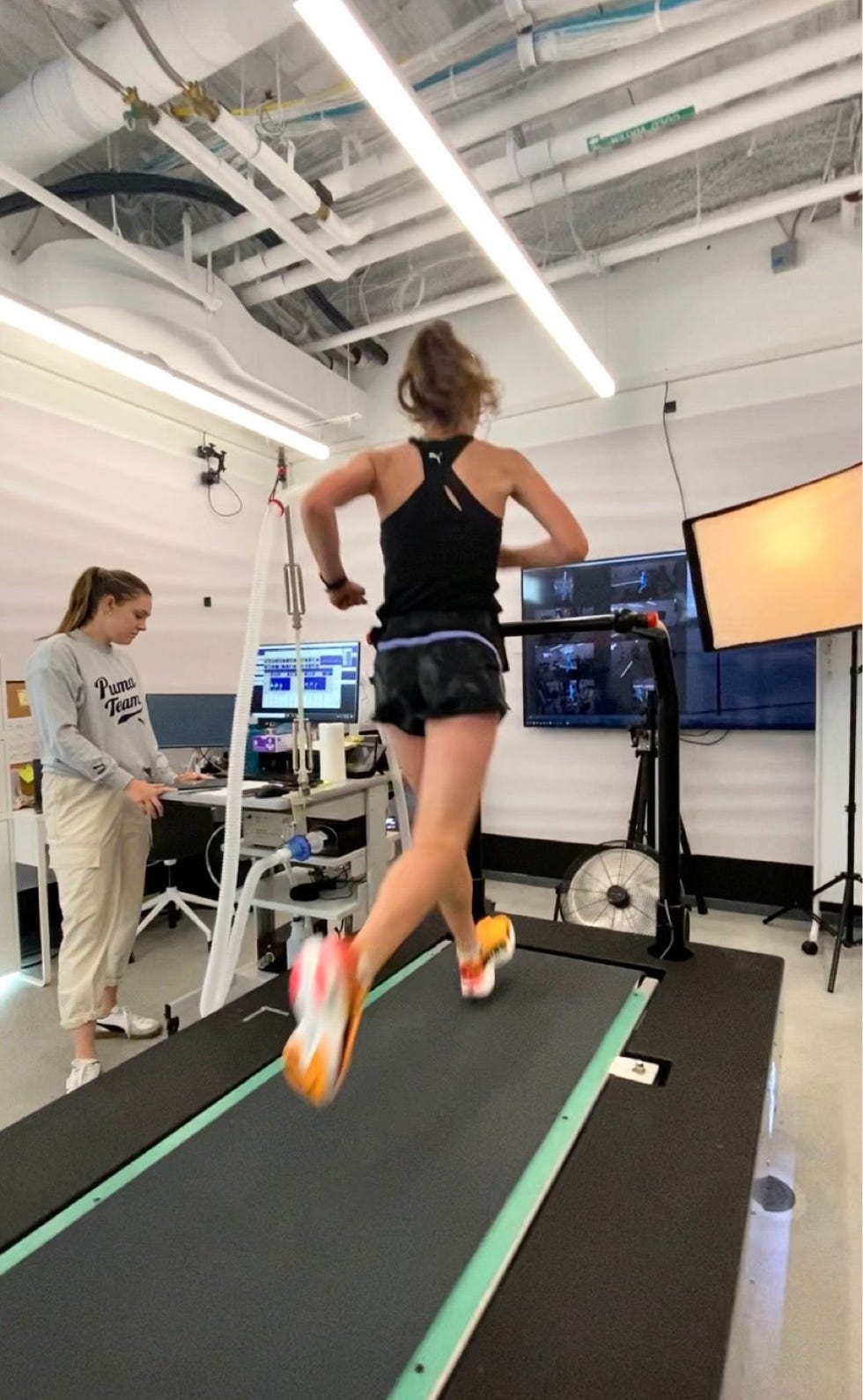 woman running on a treadmill