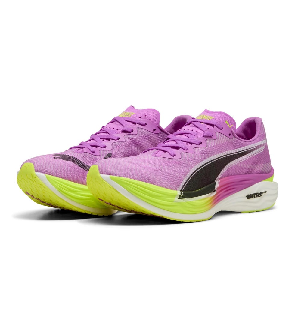 running shoes designed for speed with a bright color scheme