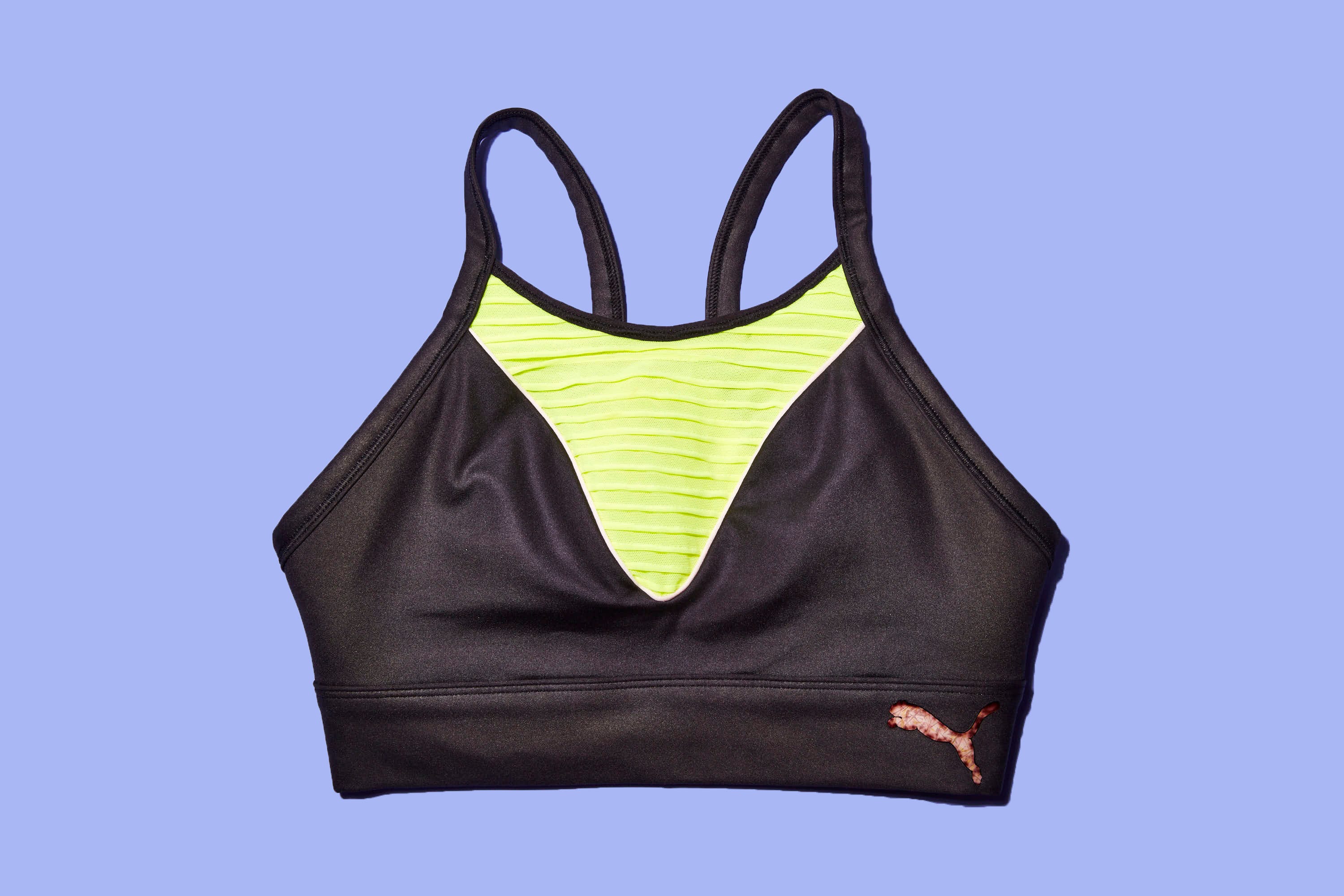 Clothing, Undergarment, Undergarment, Sports bra, Brassiere, Yellow, Swimsuit top, Crop top, 