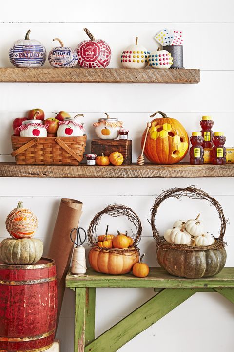 pumpkin basket filled with baby pumpkins