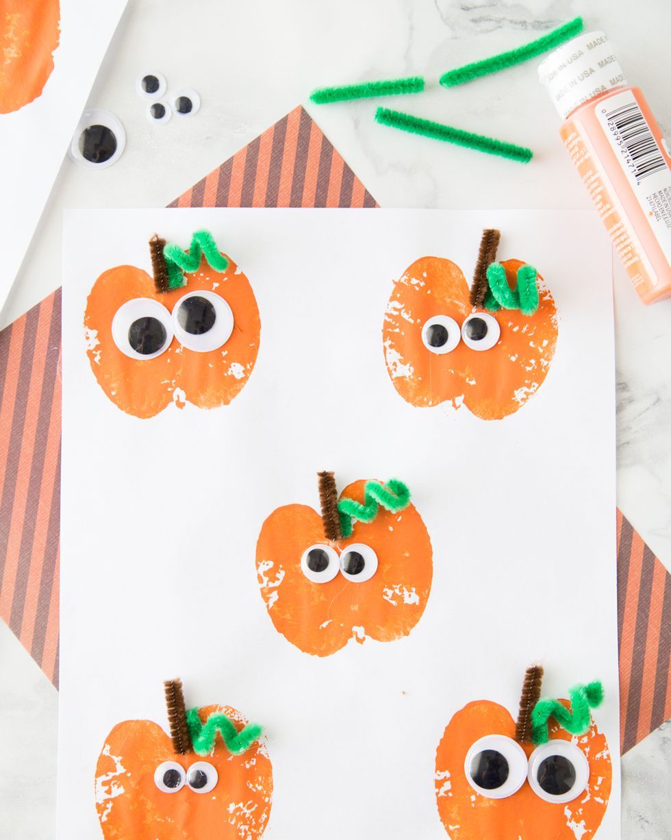 pumpkin apple stamps halloween crafts kids