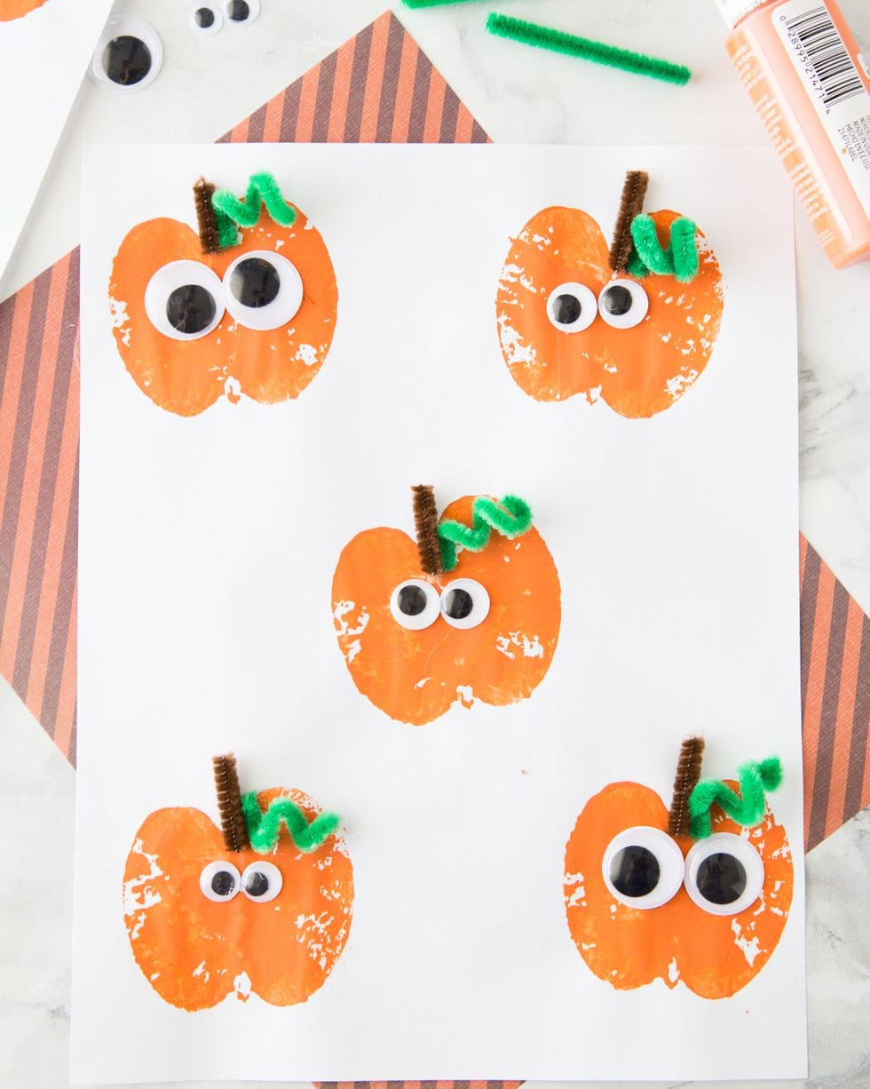 pumpkin apple stamps halloween crafts kids