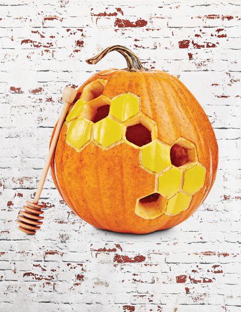 pumpkin carving idea with honeycomb design