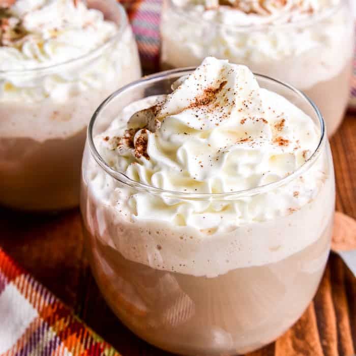 pumpkin spice mud slide with whipped cream in glasses