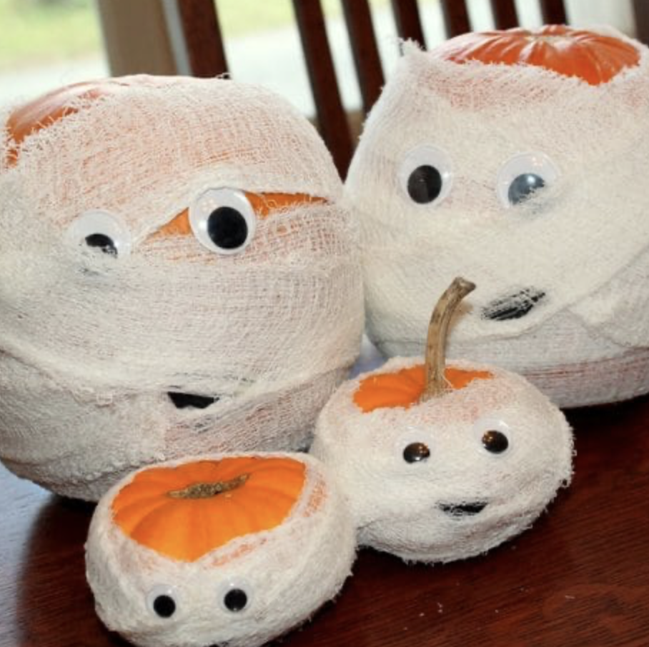 best pumpkin crafts like mummy wrapped pumpkins