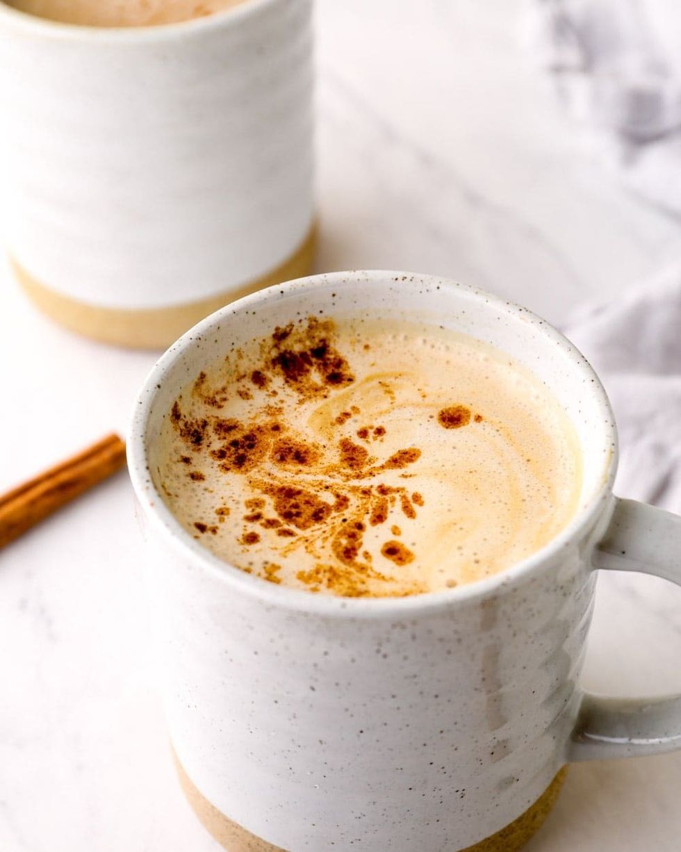caramel pumpkin spice latte in mug