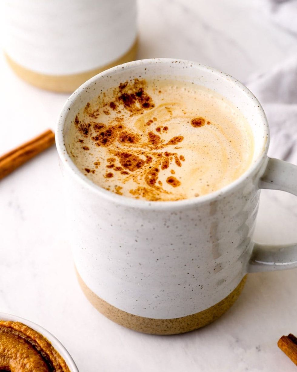 caramel pumpkin spice latte in mug