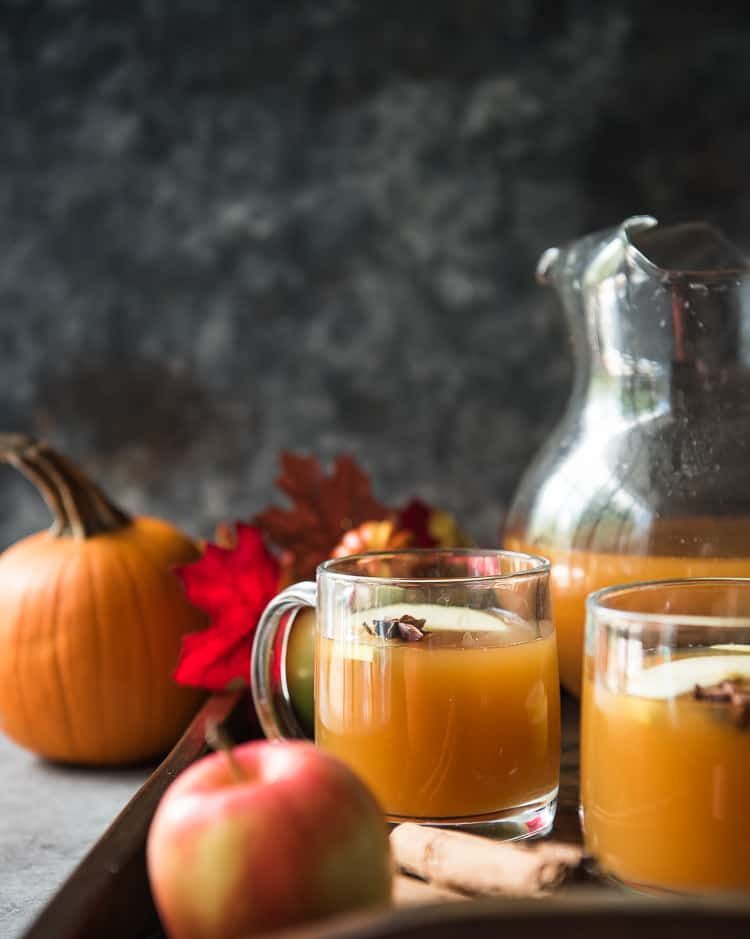 pumpkin apple cider 2 glasses and pitcher