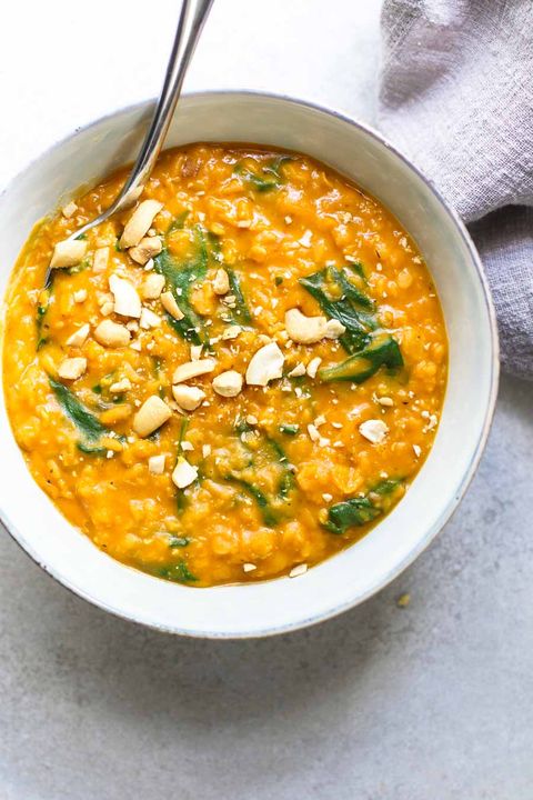chunky orange soup with nuts