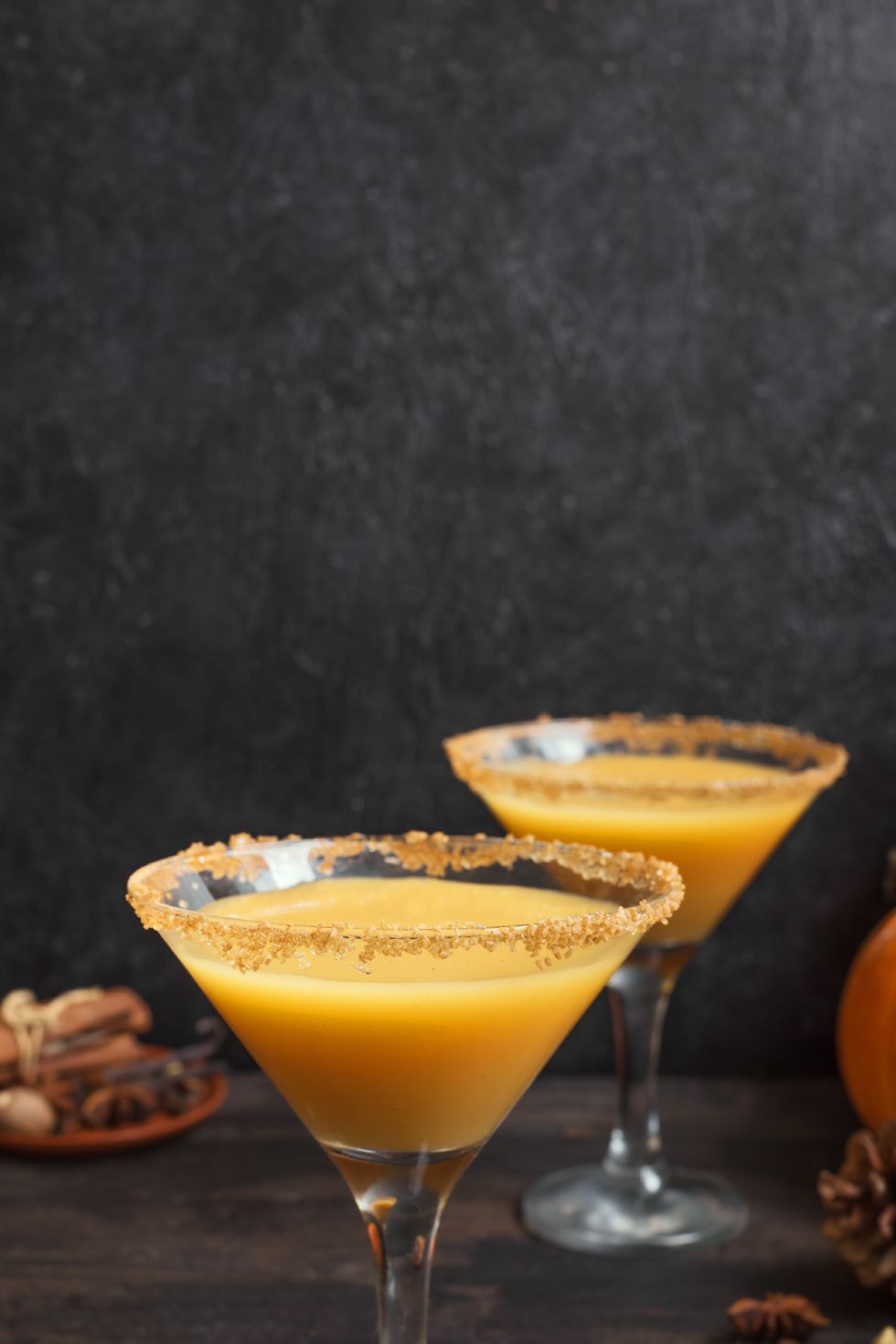 pumpkin martini with sugar on the rim