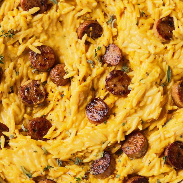 Pumpkin Orzo with Chicken Sausage pumpkin orzo with chicken sausage