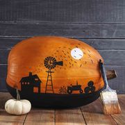 pumpkin painted with farm scene