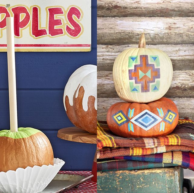 easy pumpkin painting ideas including caramel apple lookalikes and pendleton blanket patterns