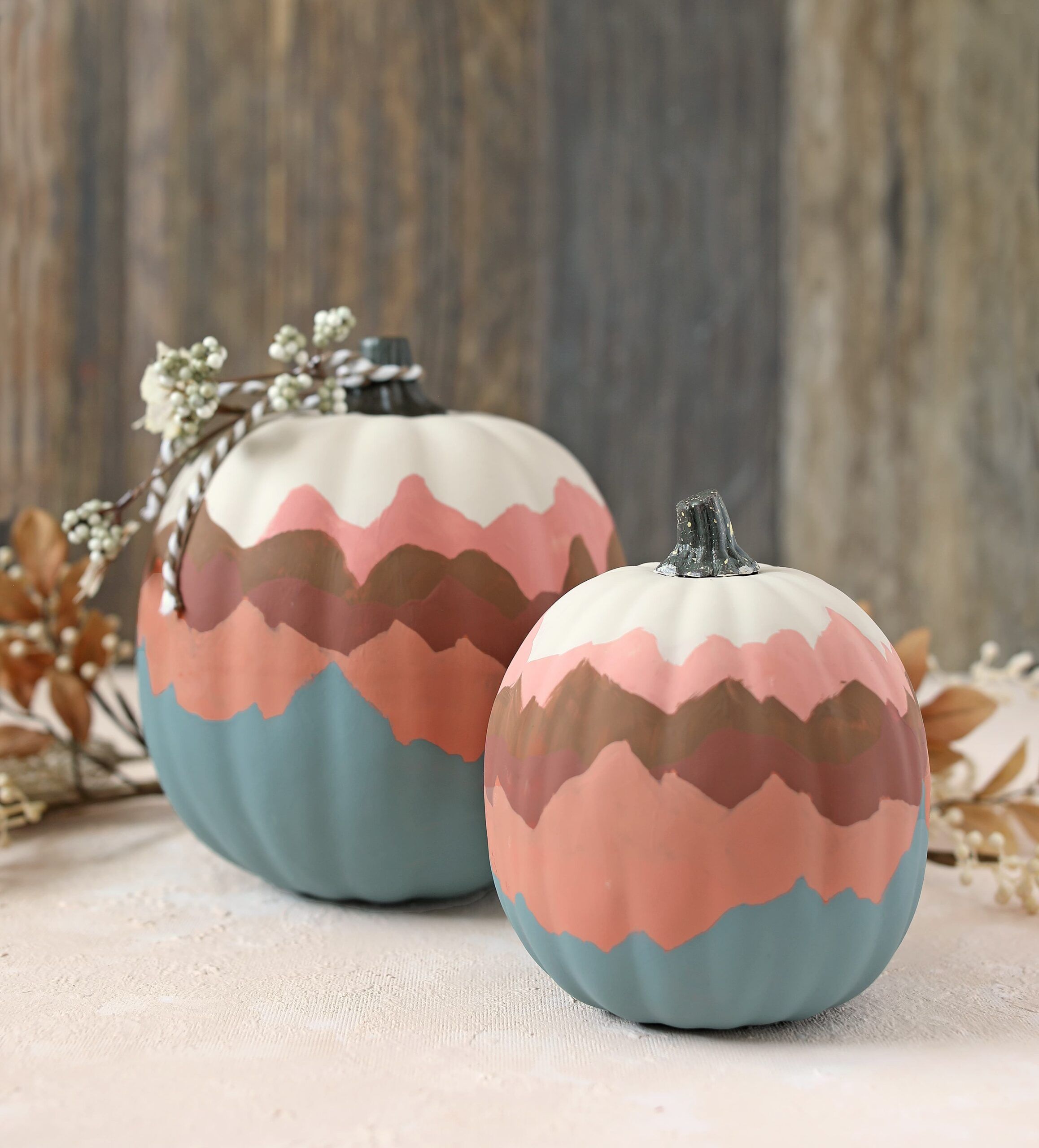 60 Easy Pumpkin Painting Ideas For Fall 2025 Pumpkin Painting Ideas Abstract Mountain Painted Pumpkins 6674622e23973