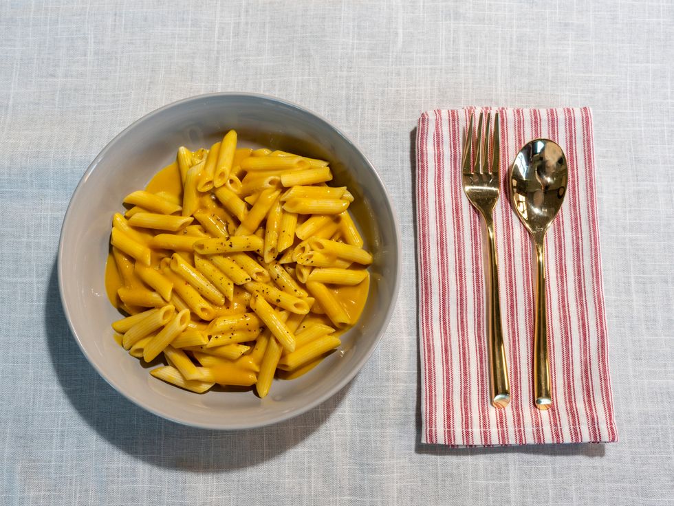 pumpkin squash pasta with a place setting, easy pasta recipes