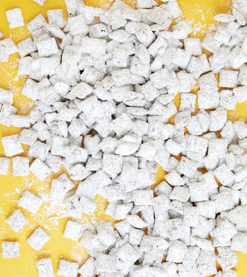 puppy chow on a yellow background