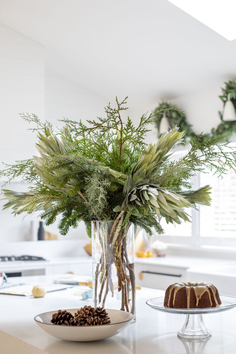 green branches in vase