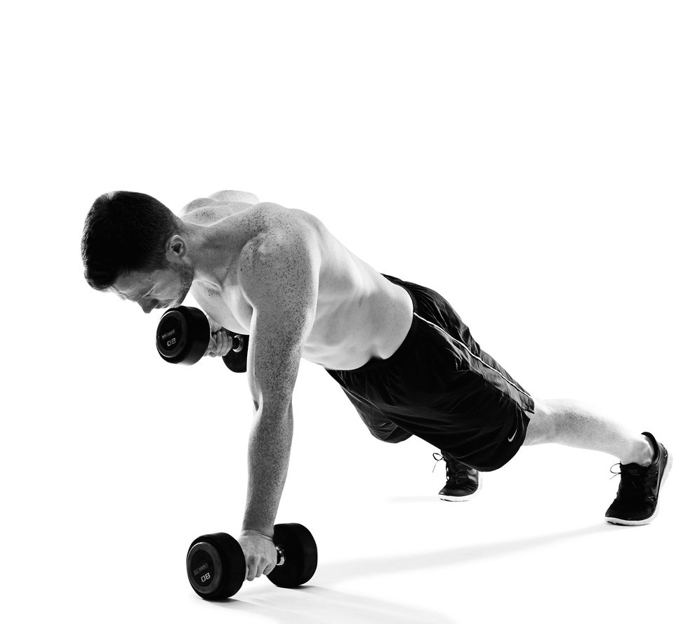 dumbbell push up and row