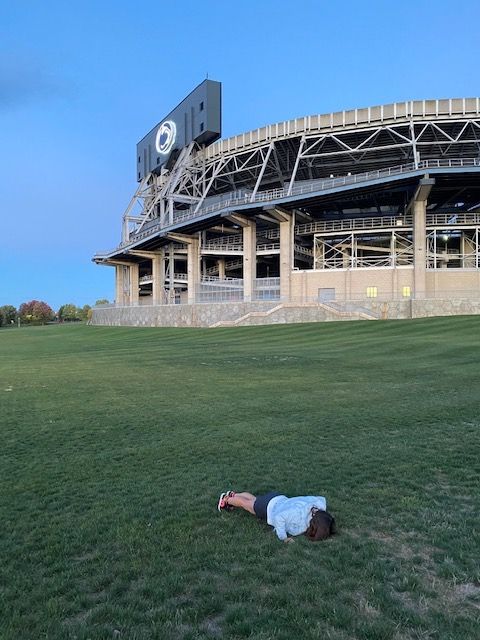 doing my pushups at penn state, a stop on a cross country road trip we took in october at the time, i'd been doing pushups for about six months ﻿﻿