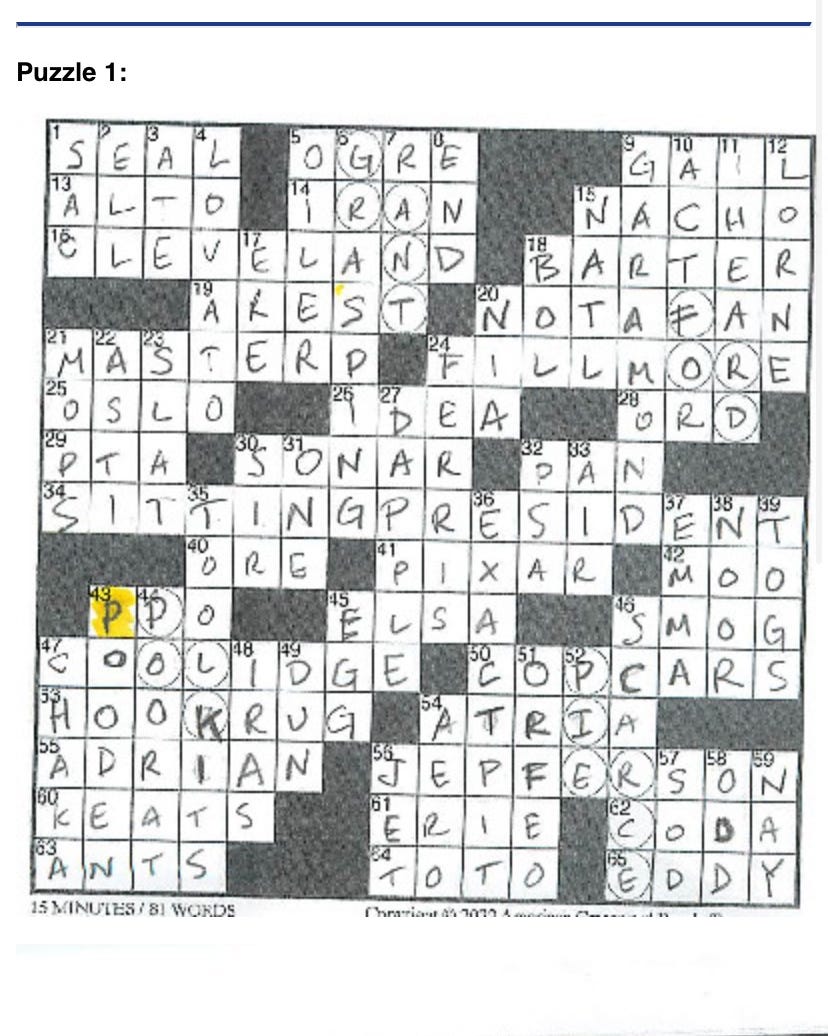 puzzle from american crossword puzzle tournament