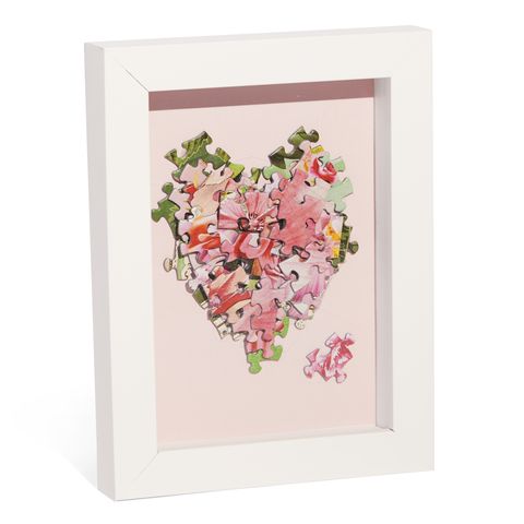 valentine's day crafts diy heart art made with puzzle pieces hot glue, frame