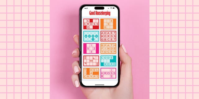 mobile phone displaying a series of puzzle games