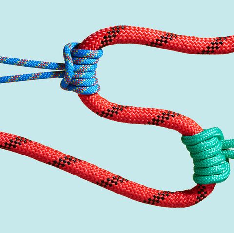 climbing ropes tied together on blue background gut health stomach in knots