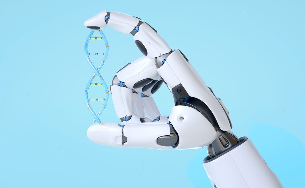 A Robotic Hand Touching A Clear Screen A robotic hand touching a clear screen