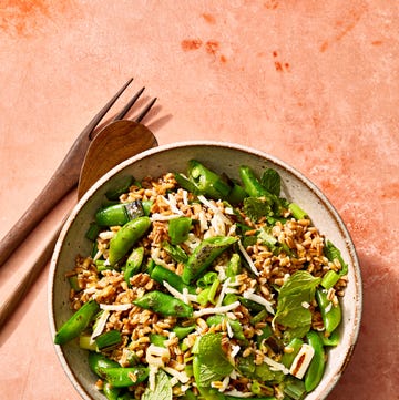 snap pea, mint, and farro salad