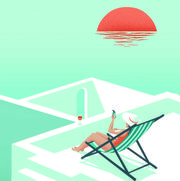 illustration of a swimmer and sunbather