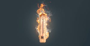 thermometer on fire from extreme heat and high temperatures