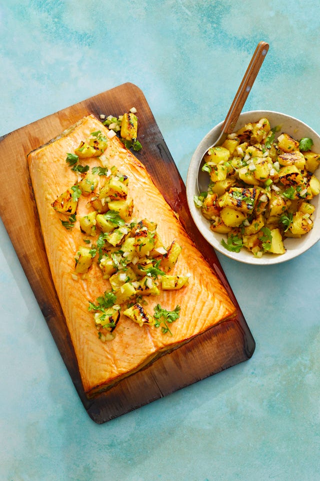 Best Cedar Plank Salmon With Pineapple Salsa Recipe How To Make Cedar Plank Salmon With