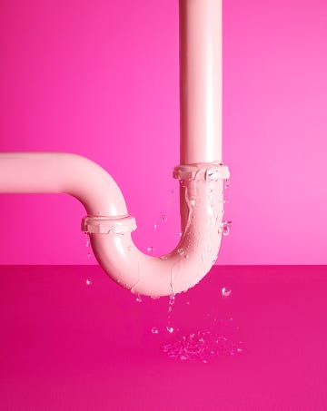 leaking pipe on a pink background