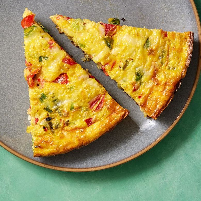 quinoa frittata with roasted red peppers and manchego