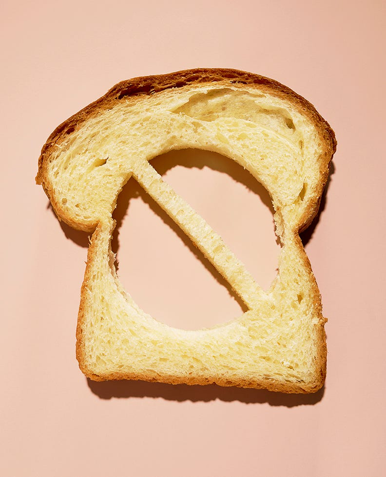 slice of bread with a no sign in the middle