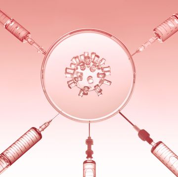 syringes around a petri dish filled with plastic and gel like medical treatment medical test diagnosis