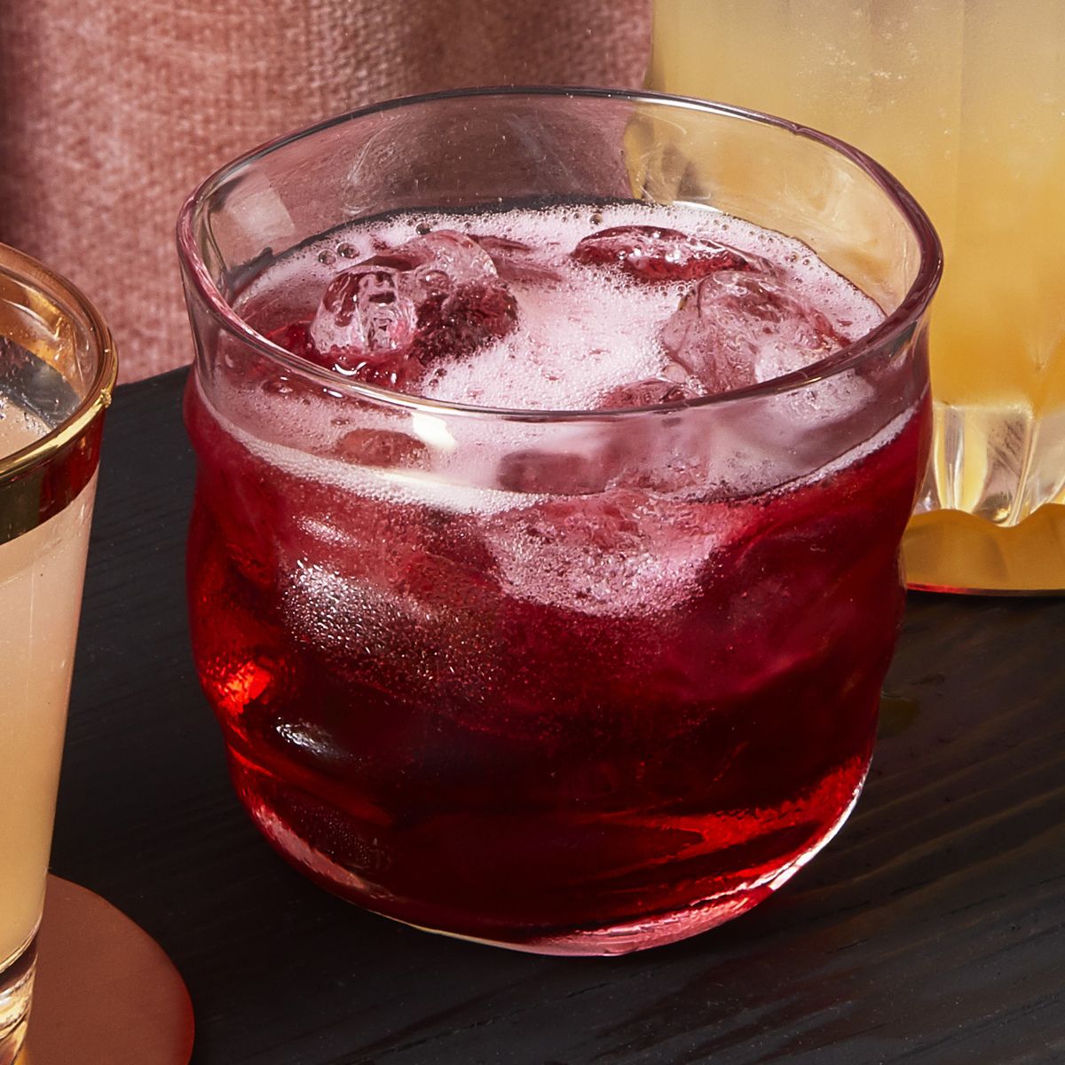 ginger hibiscus fizz holiday cocktail recipe