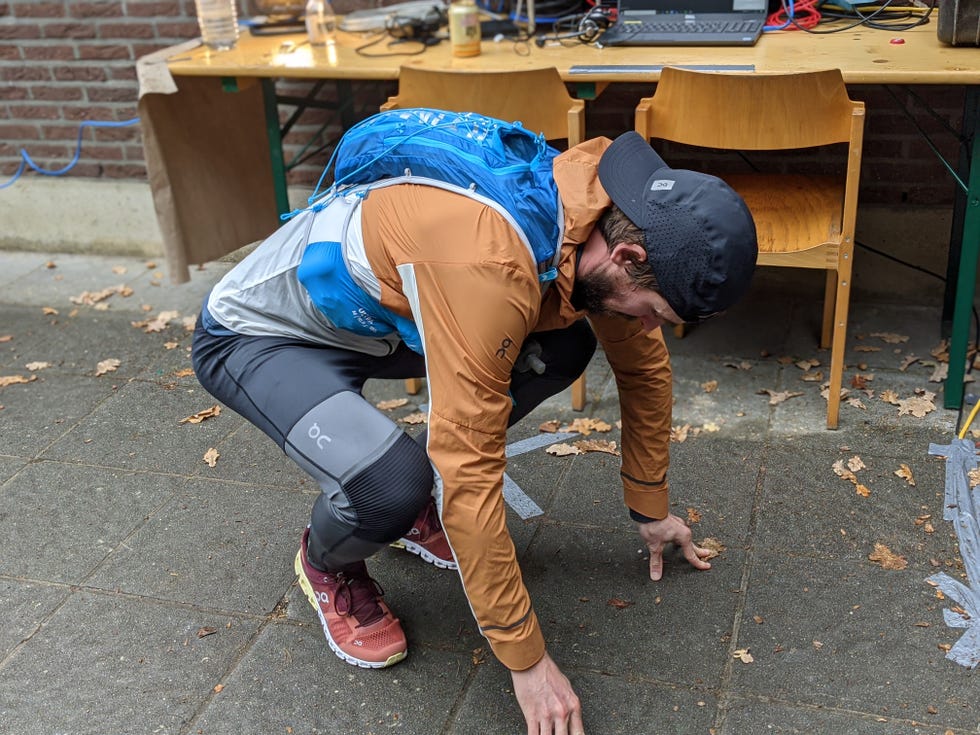 karel sabbe bending over at 2020 big’s backyard ultra as he prepares for another loop