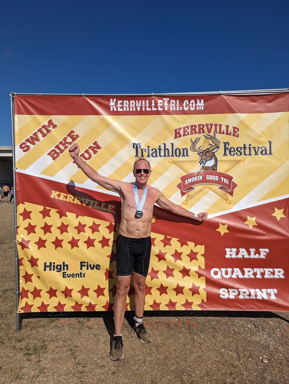 man in 60s doing triathlon