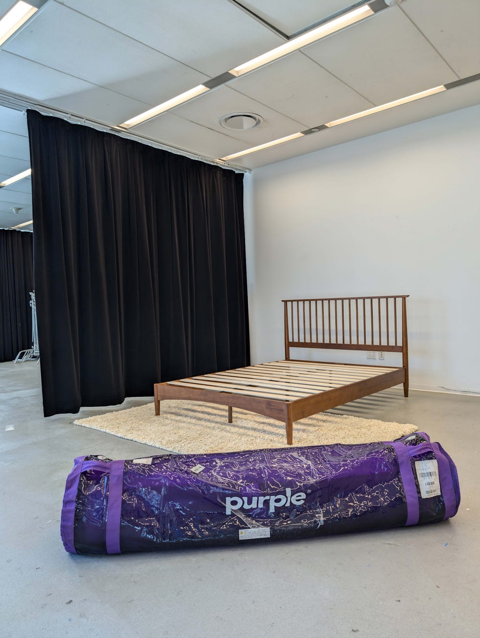 a large cylindrical purple bag