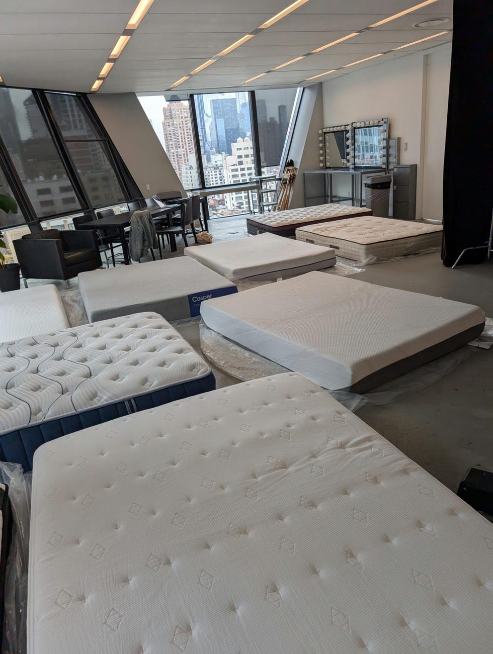 a room full of mattresses on the floor