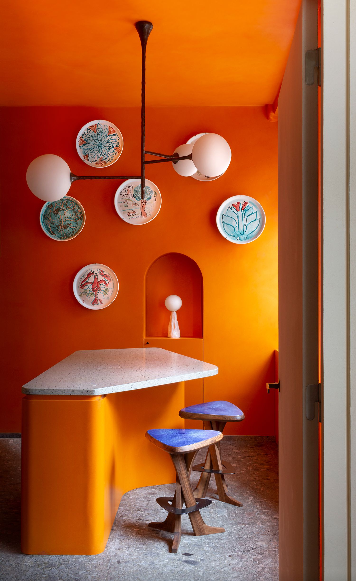 Orange Colour Block Fabric, Wallpaper and Home Decor
