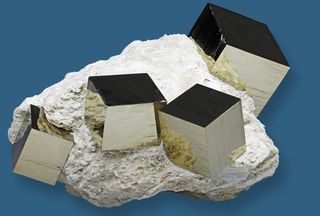 pyrite crystals in matrix, mineral
